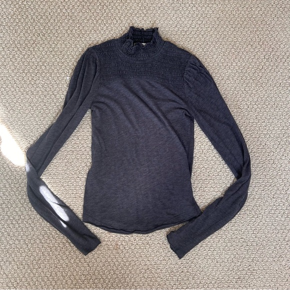 We The Free Charcoal Gray Long Sleeve Ribbed Mock Neck Top - Picture 6 of 10